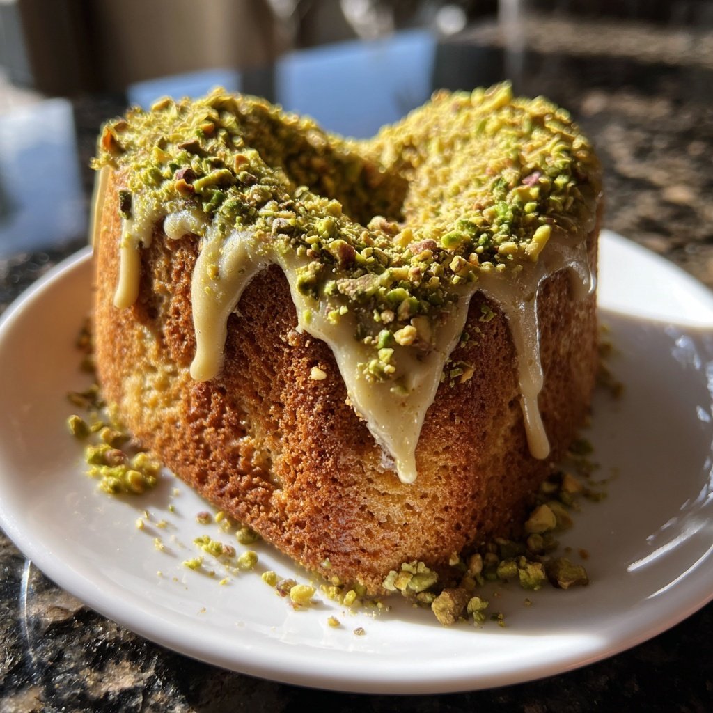 Mini Heart Cake with Pistachio Vanilla Frosting