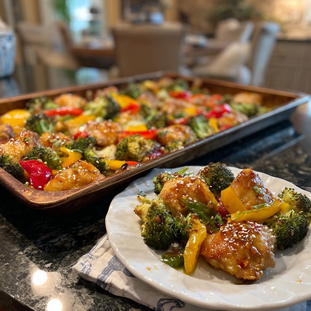 Healthy Honey Mustard Chicken Sheet Pan Dinner