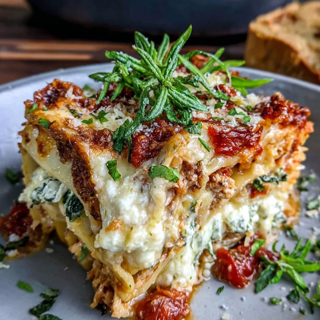Shredded Chicken Spinach Lasagna
