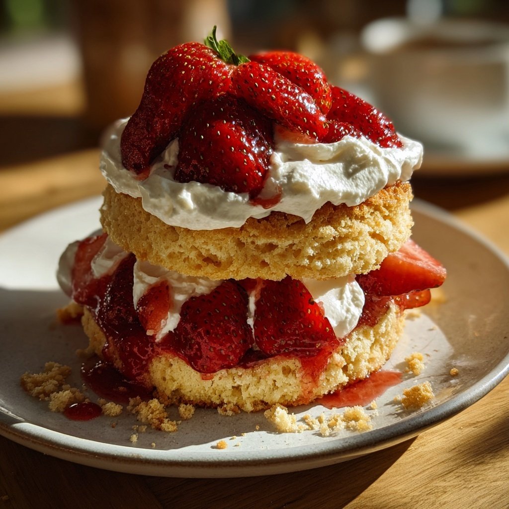 Fresh Strawberry Shortcake With Whipped Cream